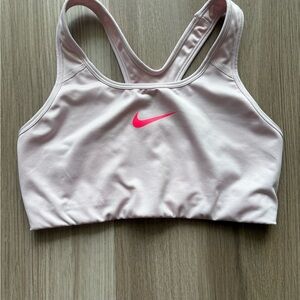 Nike Pale Pink Racerback Sports Bra with Bright Pink Swoosh